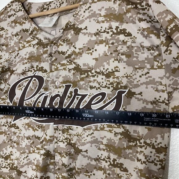 San Diego Padres Jersey Mens XL Tan Camo MLB Baseball Kemp 27 American Flag - Picture 8 of 11